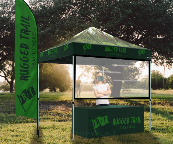 person standing at Pop Up Tent Safety Wall