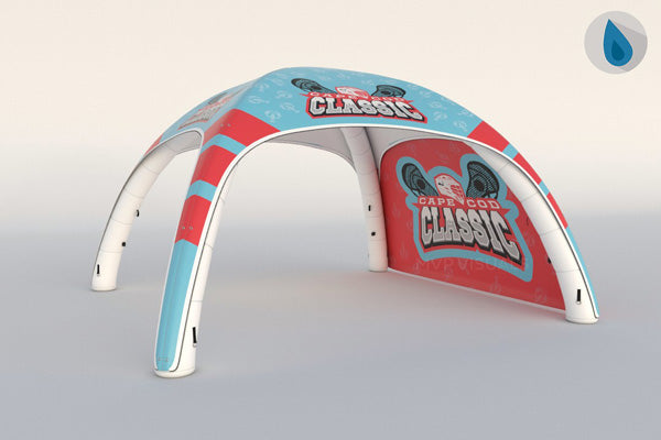 white, pink and blue custom inflatable dome tent mock-up