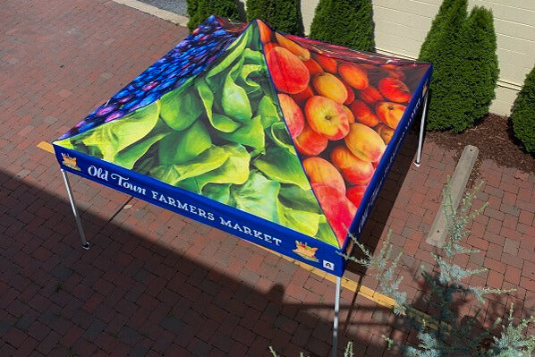 top view of Old Town Farmers Market's 10x10 canopy tent