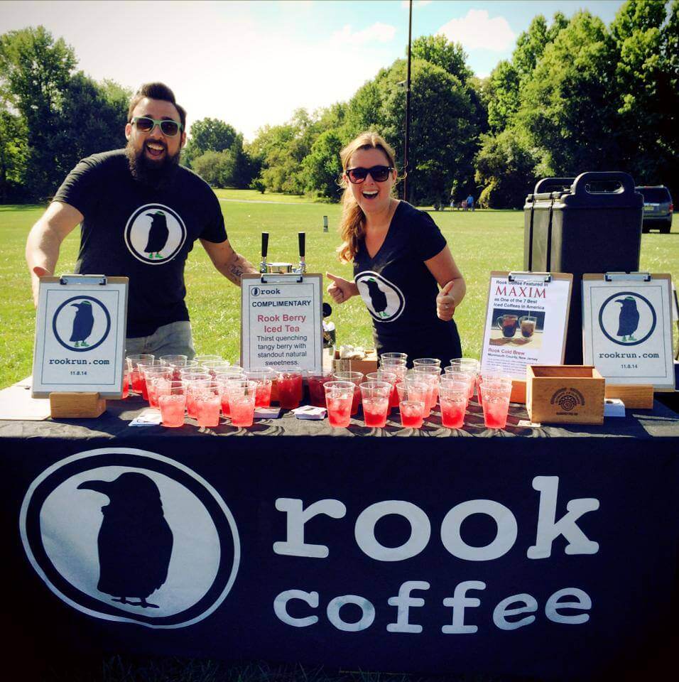 rook coffee's outdoor booth with complimentary beverages for their rook run event
