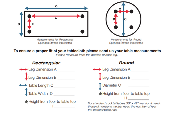 how to measure tables for custom size table cover