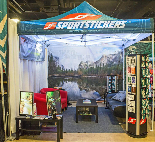 sportsstickers canopy centric trade show booth setup