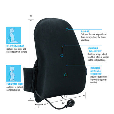 ObusForme Back Support Driver's Seat Cushion with Lumbar Pad + Heat + Ma