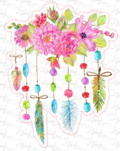 Load image into Gallery viewer, Sticker (I1) Bright Colored Flowers and Feathers