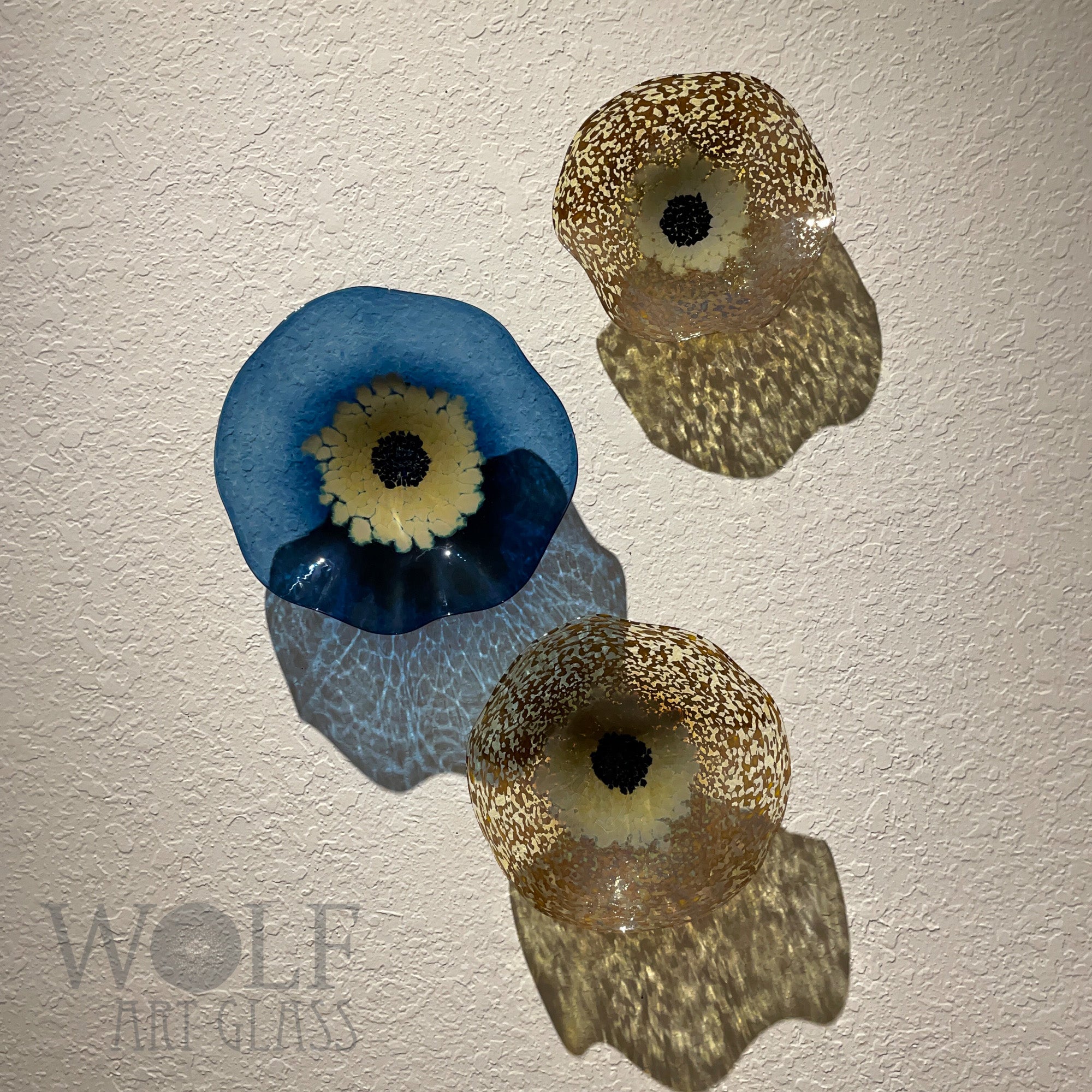 Blown Glass Wall Art Flowers Handmade In Usa By Wolf Art Glass