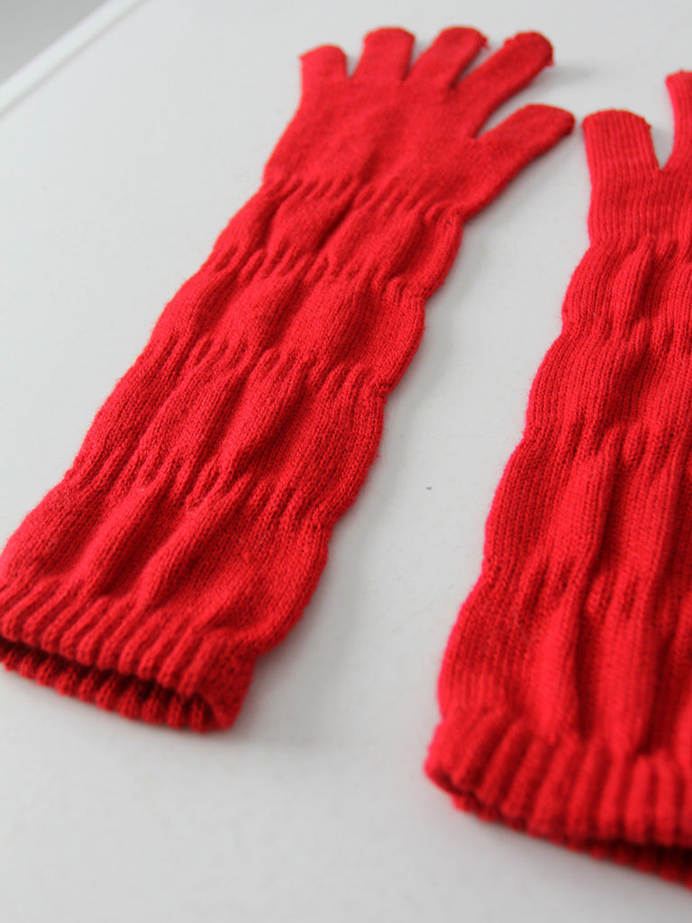 vintage red knit gloves 86 Vintage