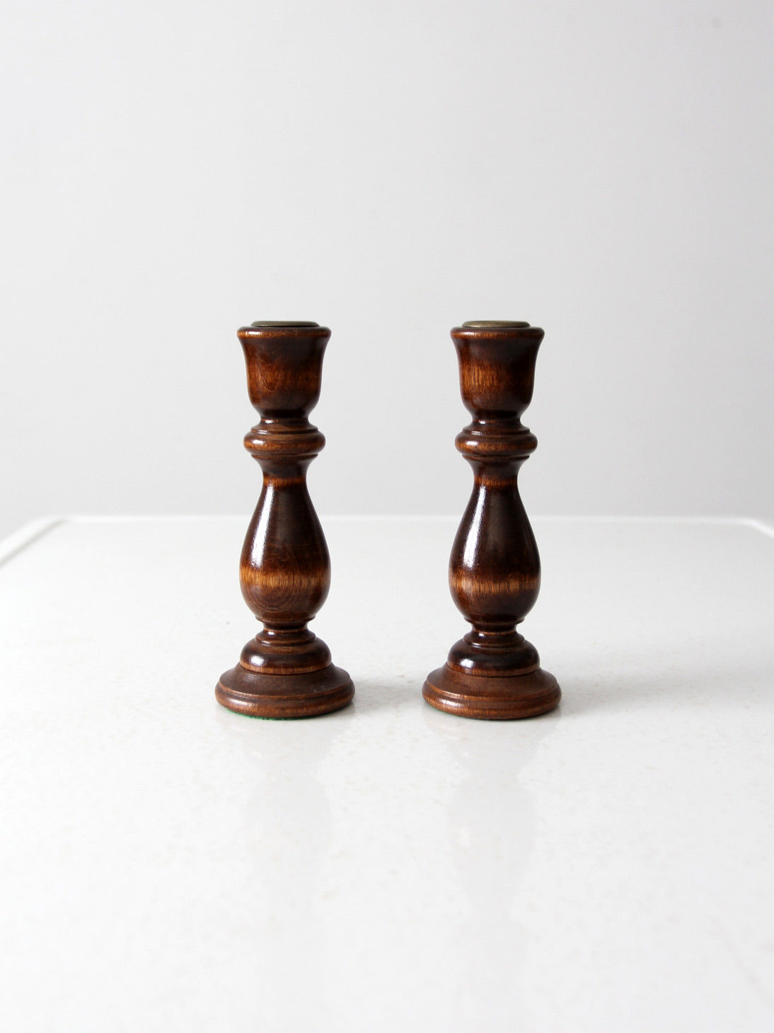 vintage wooden candlestick holders pair – 86 Vintage