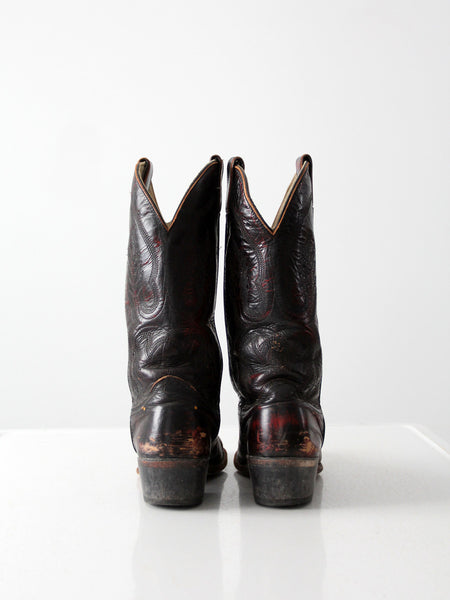 vintage black leather cowboy boots, men's size 9 – 86 Vintage