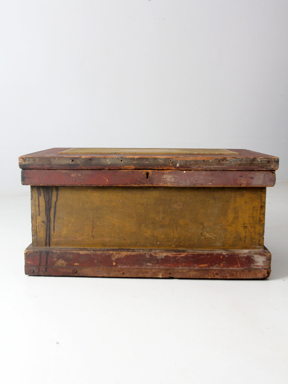 antique galvanized top wood chest – 86 Vintage