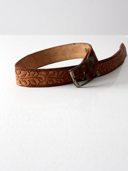vintage tooled leather belt – 86 Vintage