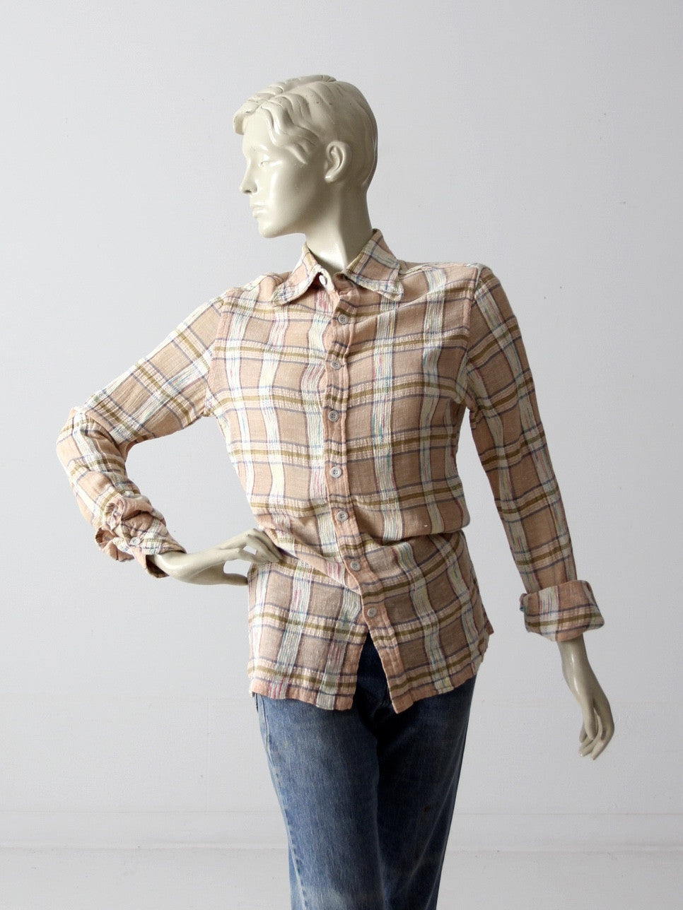 vintage 60s plaid henley shirt – 86 Vintage