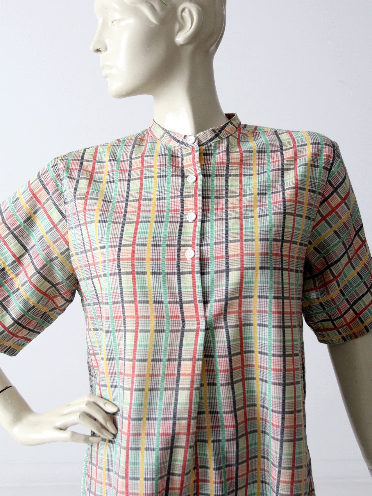 vintage 60s plaid henley shirt â 86 Vintage