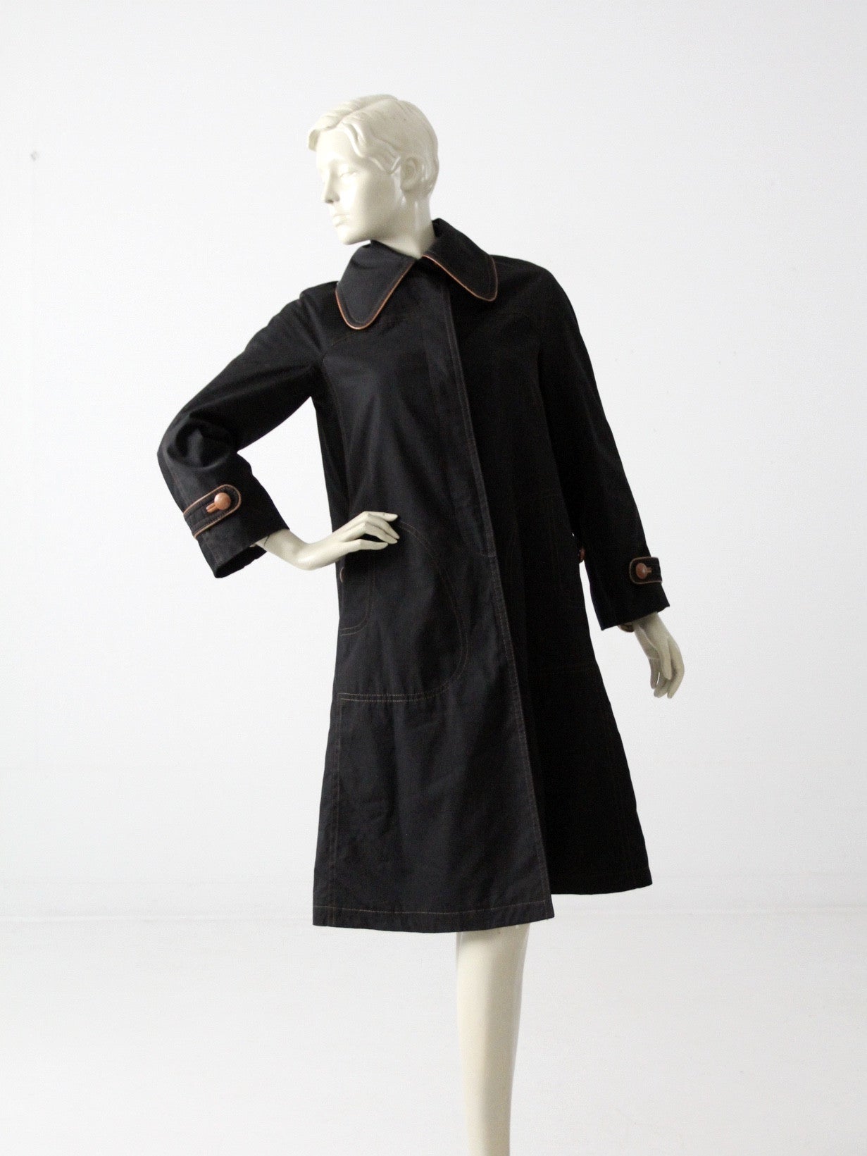 vintage Cortefiel black and tan trench coat – 86 Vintage