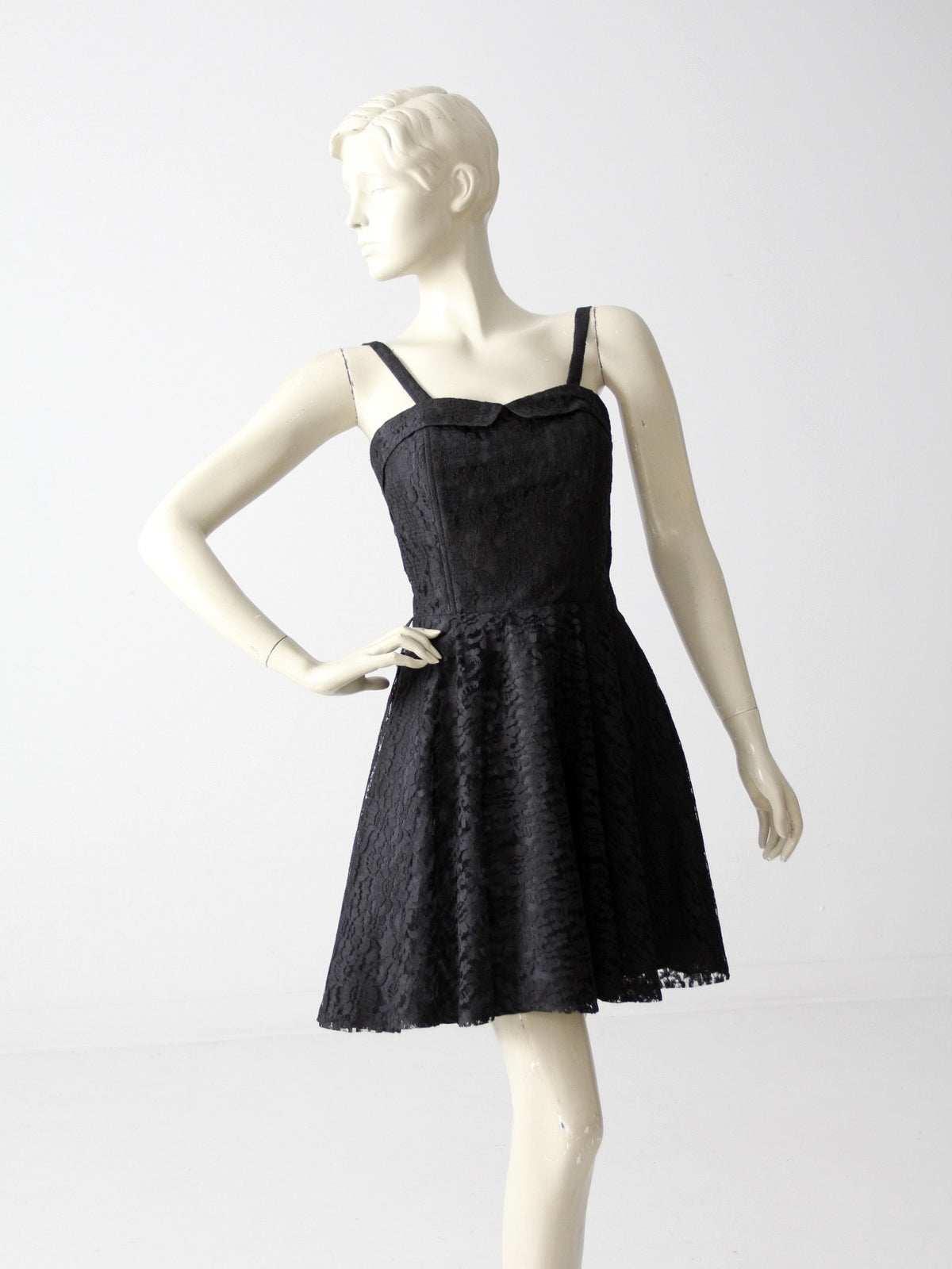 vintage 90s black lace strapless dress