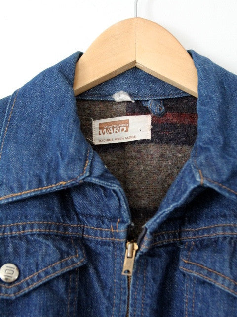 vintage 70s Montgomery Ward denim jacket with blanket lining