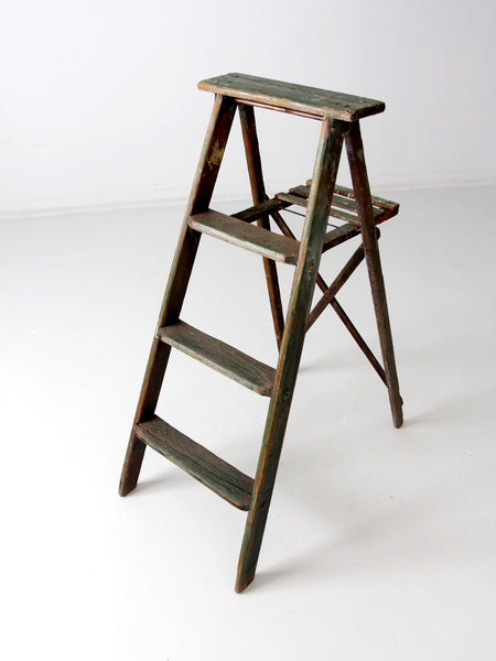 vintage green wood ladder – 86 Vintage