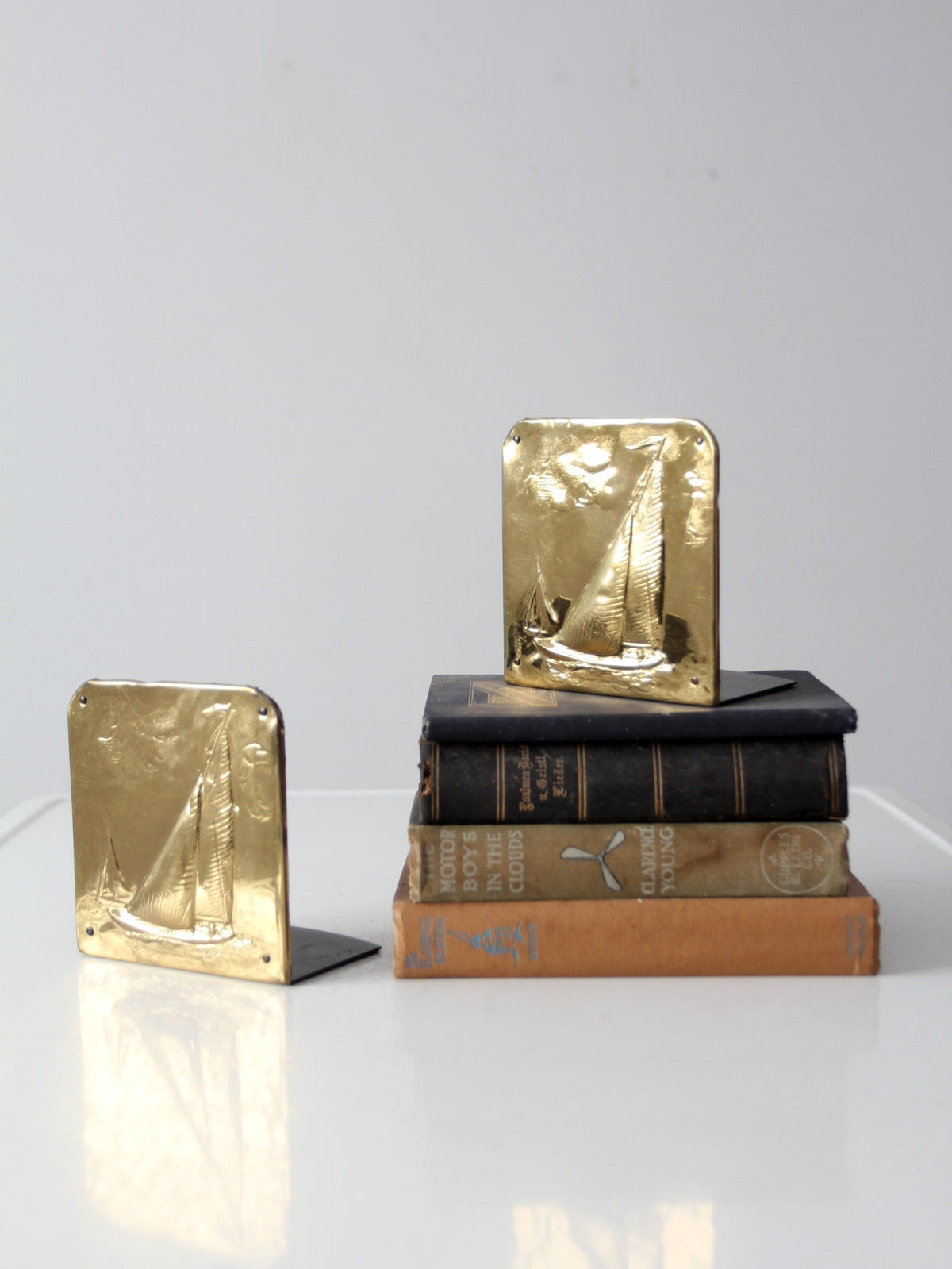 Silver Plate and Brass Seashell Bookends For Sale at 1stDibs