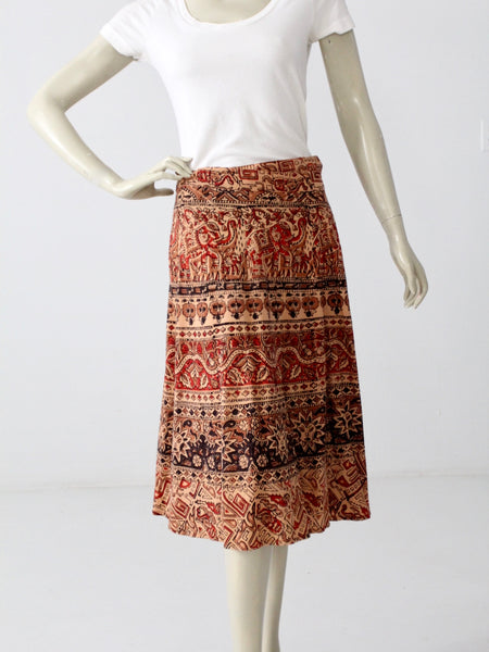 vintage boho wrap skirt with elephant print – 86 Vintage