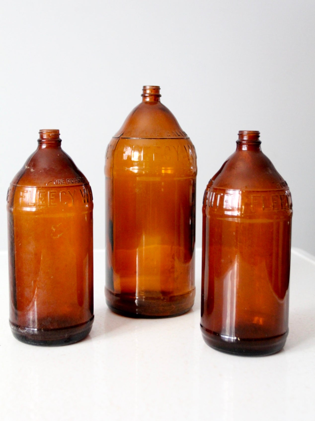 Antique Brown Glass Bottles Set3 86 Vintage 7076