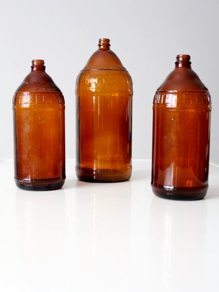 Antique Brown Glass Bottles Set3 86 Vintage 4315
