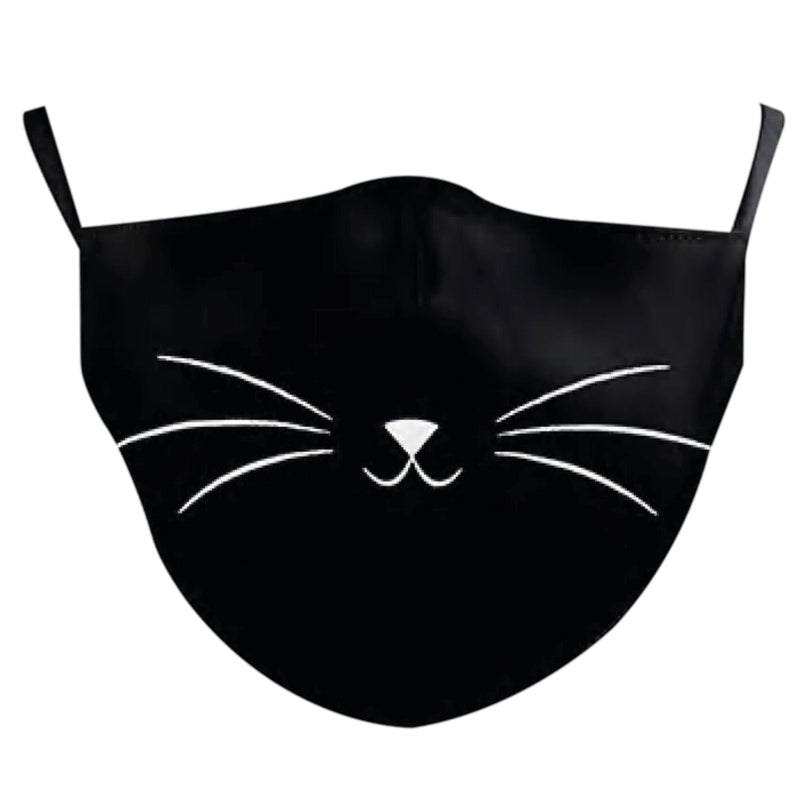 Masque pour Enfants 100% Coton Lavable de Chat Noir