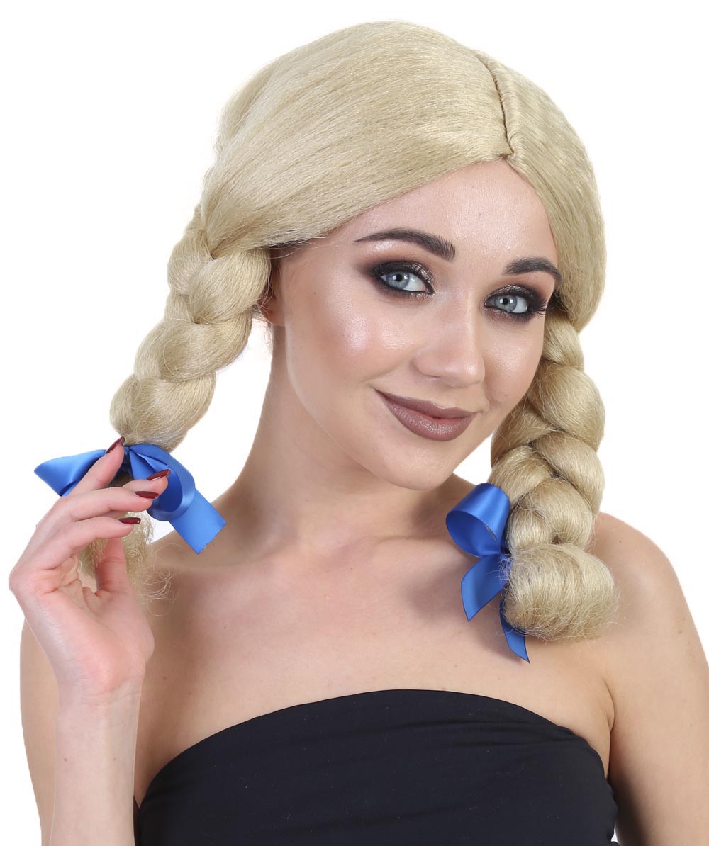 cheap blonde pigtail wig