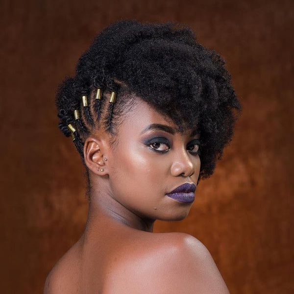 Afro Side Swept Style