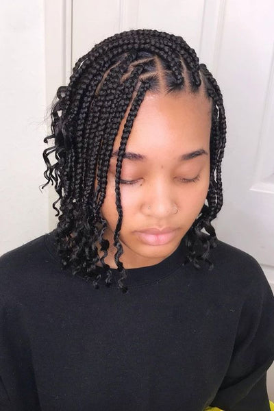 Bob Box Braids with Curly Ends