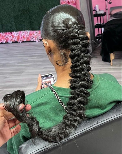 Fishtail Braid With Weave Ponytail