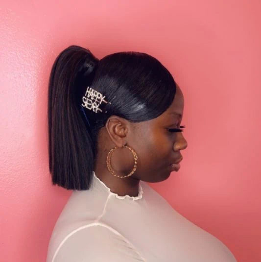 High Ponytail with Blunt Cut