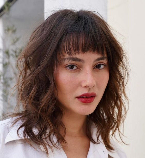 Messy Long Wavy Bob with Bangs