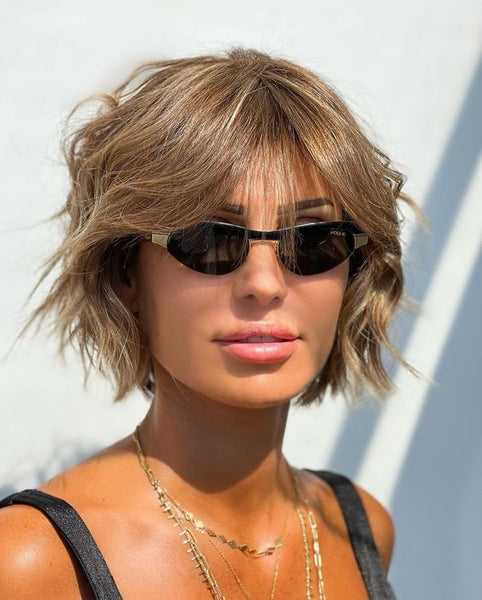 Short Length Wavy Bob with Thin Bangs on Fine Hair