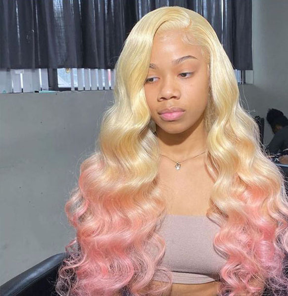 blonde pink ombre wig