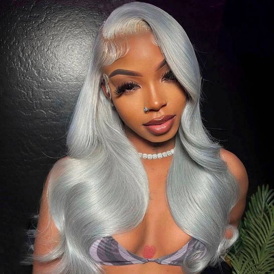 silver gray hair wig on black women