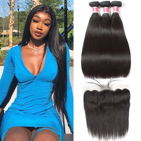 straight hair bundles with frontal