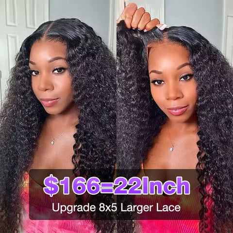 upgrade glueless 8x5 lace closure wig deep wave