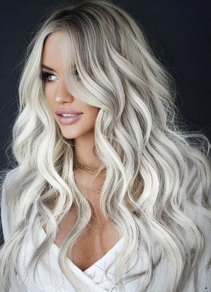 wavy icy blonde hair