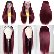 Burgundy 99J T1B/99J Headband Wig Straight Human Hair Cheap Wigs Online