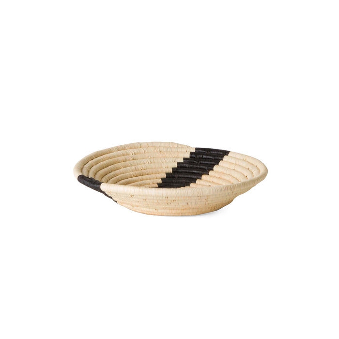 Medium Striped Black & Natural Round Bowl Basket