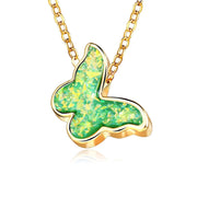 Opal Created Butterfly-Green 18K Gold Plated Necklace in 18K Gold Plated - Alily Jewelry