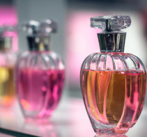 diy hobbyists pink perfumes lined on display - Culinary Solvent