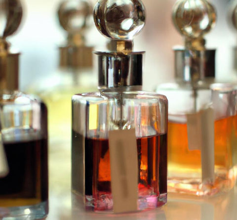 diy hobbyists perfume bottles with tags on display - Culinary Solvent