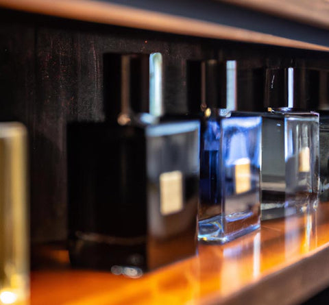 diy cologne square bottles lined on shelf - Culinary Solvent
