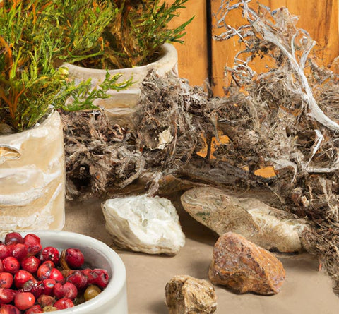 herbalists apothecary myrrh juniper berries rocks - Culinary Solvent