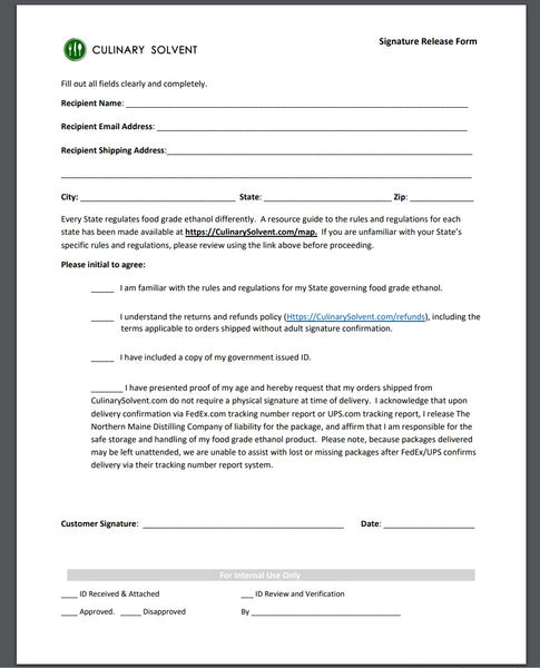 Adult Signature Release Form PDF Download