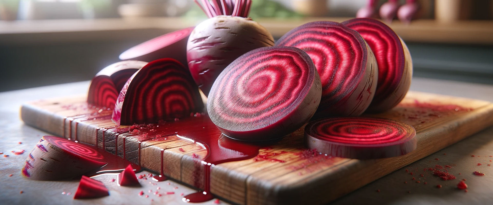 red beets on a cutting board as a natural red food coloring