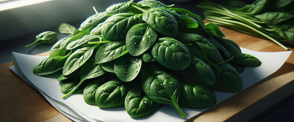 fresh spinach leaves for all natural green food coloring and dye