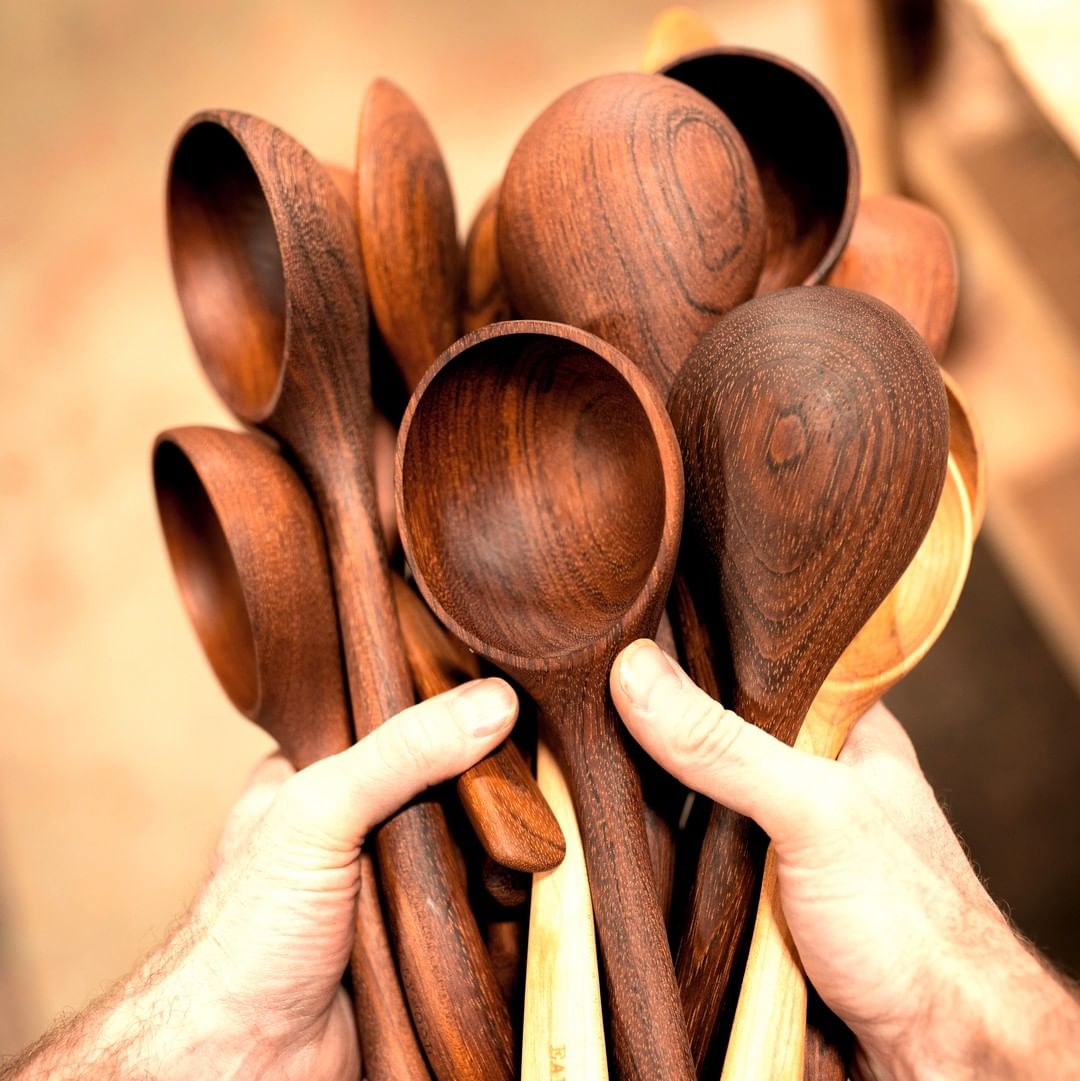 Beautiful wooden serving spoons made of the best hardwoods