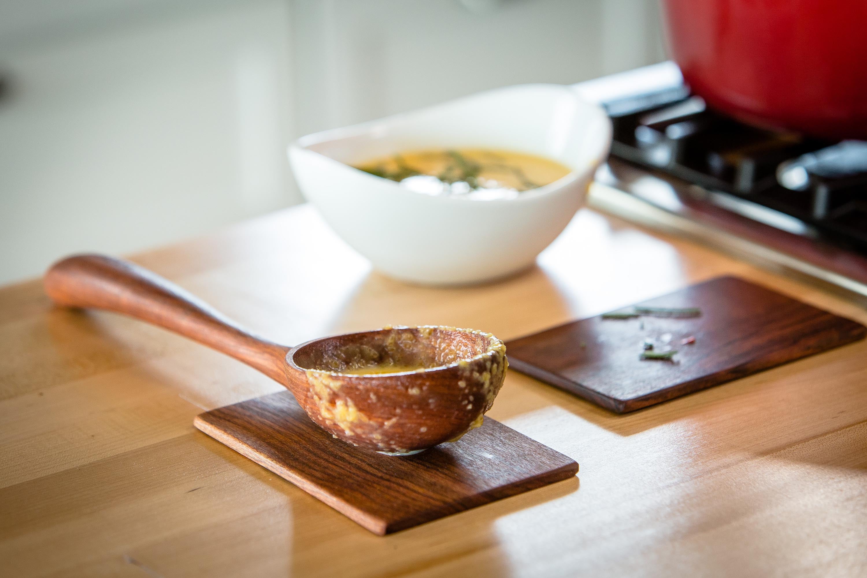 Classic wooden ladle for soups