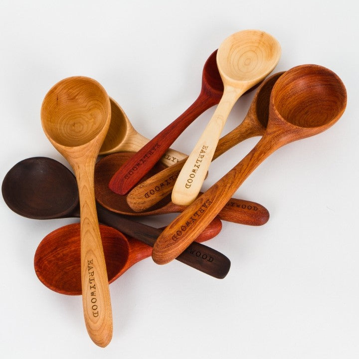 Earlywood wooden server spoons in different hardwoods